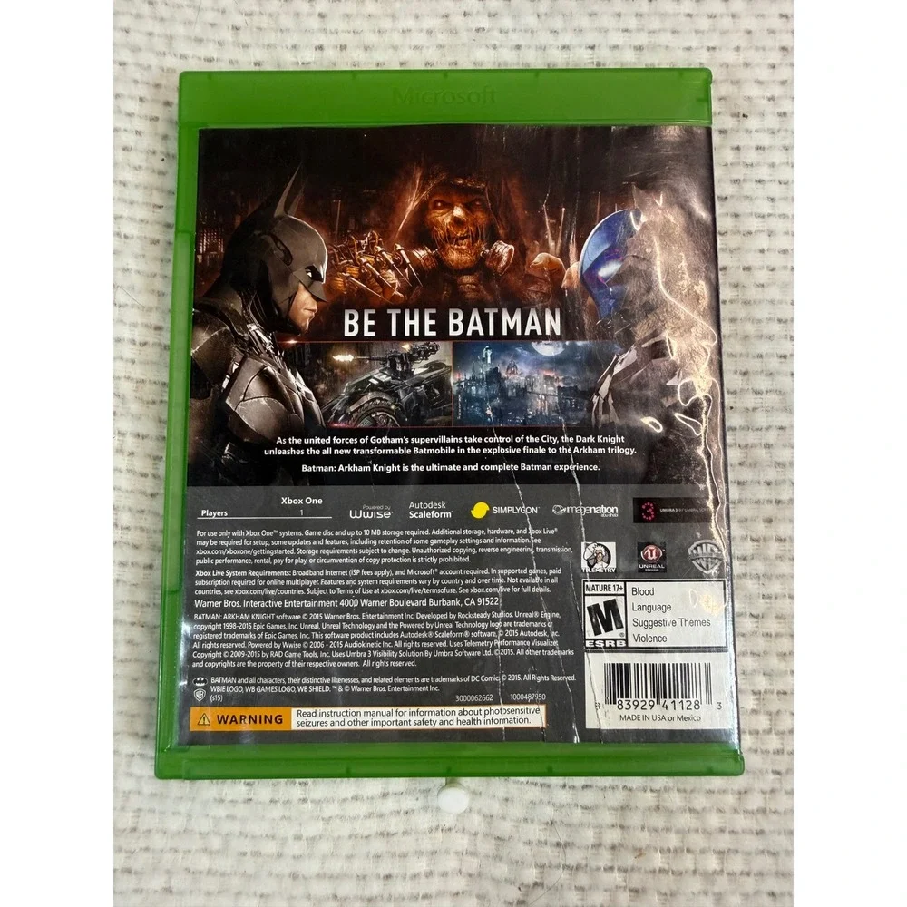 Batman Arkham Knight Xbox One Action Adventure Game Rocksteady Warner Bros WB
